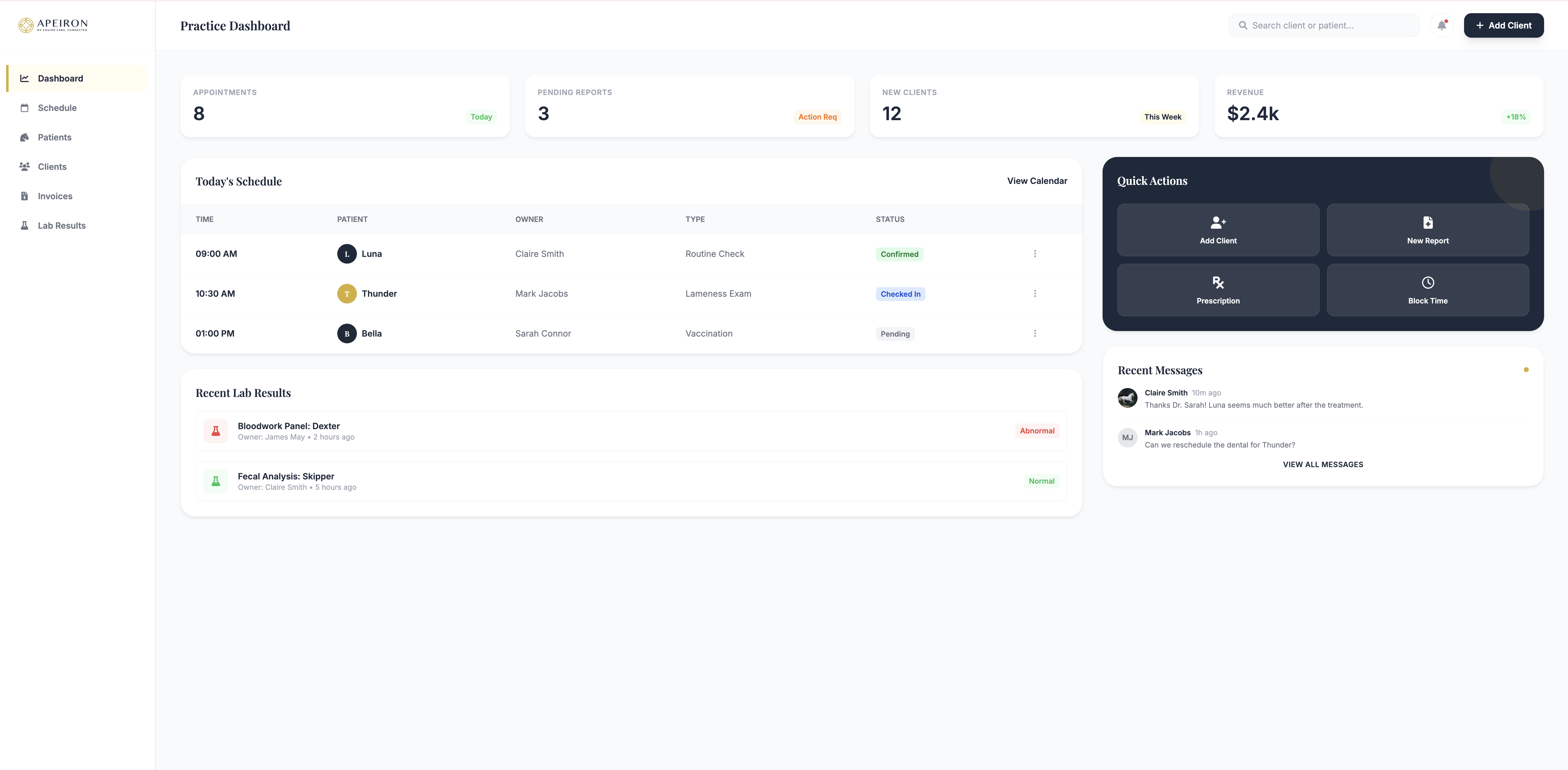 Apeiron Connect Hub Dashboard